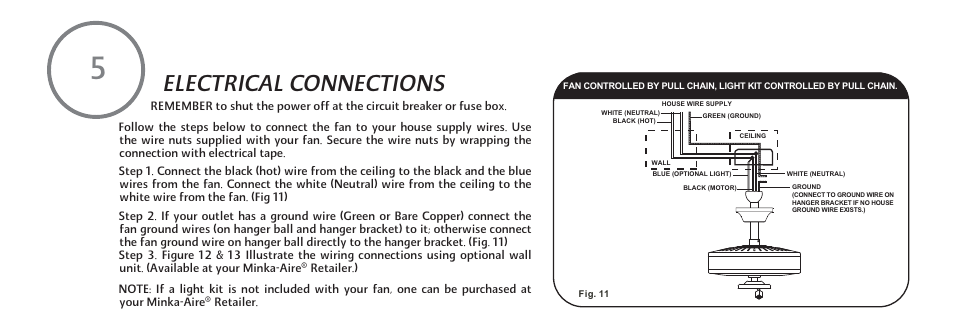 F548-e-11, Electrical connections | Minka Group F548-BWH User Manual | Page 12 / 24