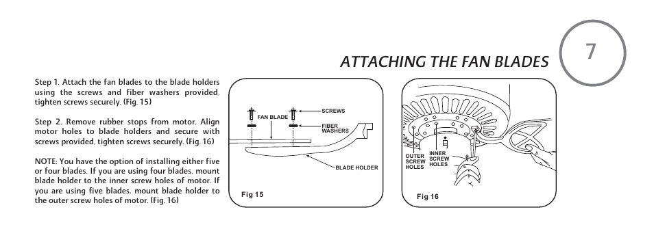 F548-e-14, Attaching the fan blades | Minka Group F548-BWH User Manual | Page 15 / 24