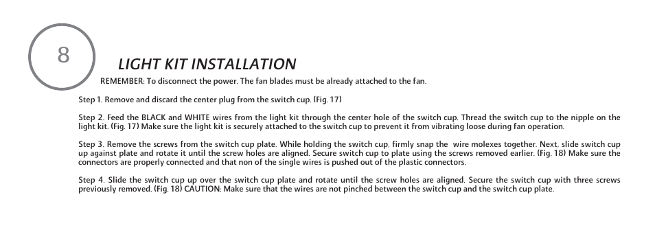 F548-e-15, Light kit installation | Minka Group F548-BWH User Manual | Page 16 / 24