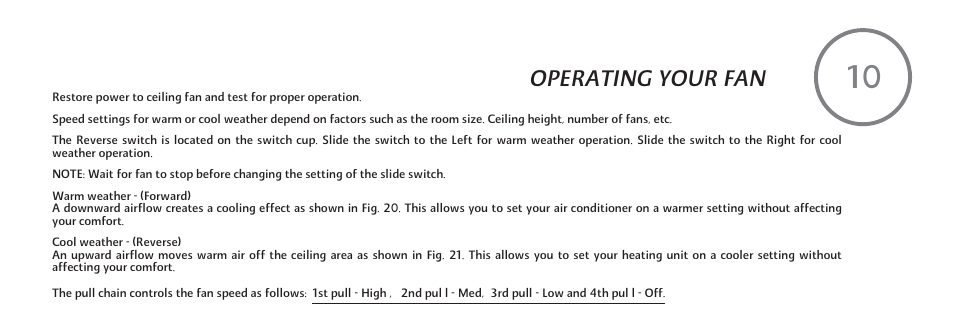 F548-e-18, Operating your fan | Minka Group F548-BWH User Manual | Page 19 / 24