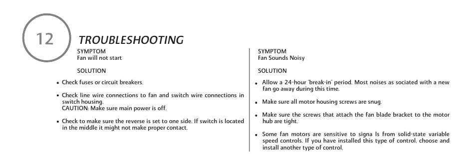 F548-e-21, Troubleshooting | Minka Group F548-BWH User Manual | Page 22 / 24