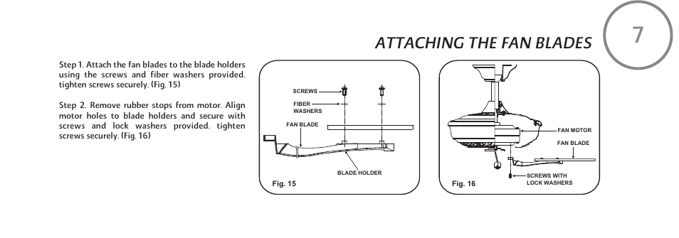 Attaching the fan blades | Minka Group F637-WHF User Manual | Page 14 / 22