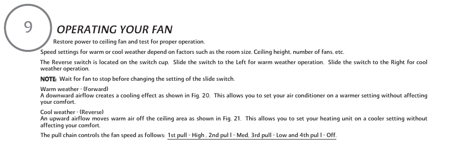 Operating your fan | Minka Group F637-WHF User Manual | Page 17 / 22
