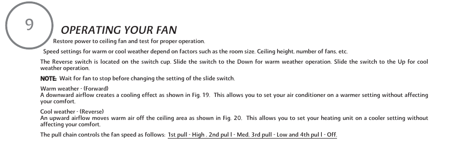 Operating your fan | Minka Group F647-ORB User Manual | Page 18 / 23