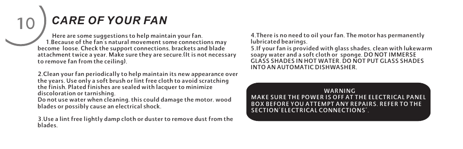 页 18, Care of your fan | Minka Group F524-ORB User Manual | Page 18 / 22