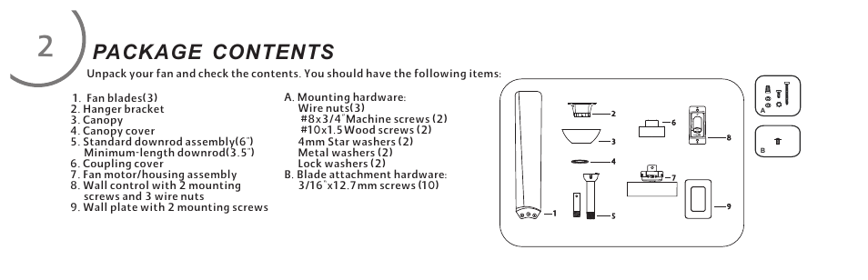 Package contents | Minka Group F524-ORB User Manual | Page 8 / 22