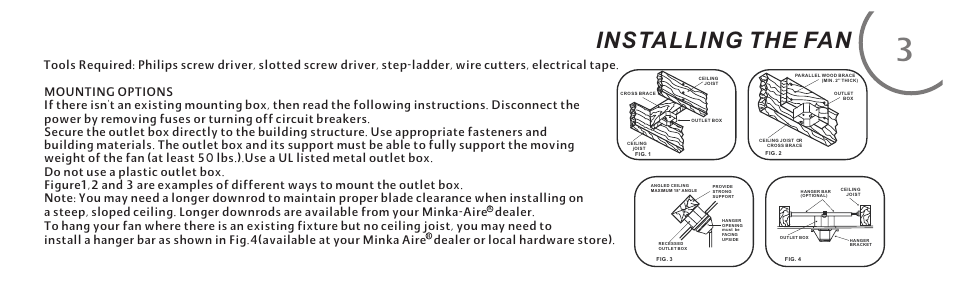 Installing the fan | Minka Group F524-ORB User Manual | Page 9 / 22