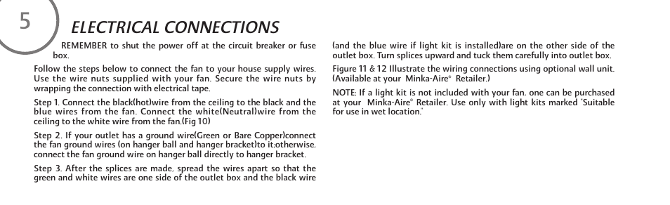 Electrical connections | Minka Group F571-DRF User Manual | Page 12 / 22