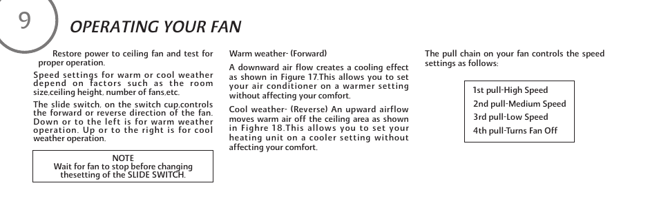 Operating your fan | Minka Group F571-DRF User Manual | Page 18 / 22