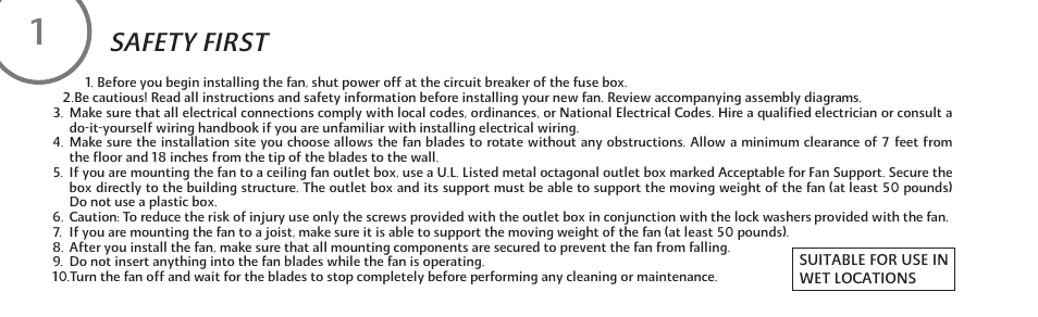 Safety first | Minka Group F571-DRF User Manual | Page 6 / 22