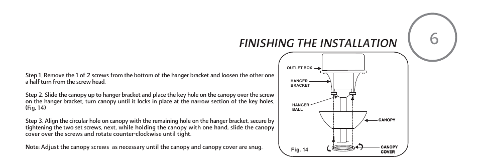 E-p-14, Finishing the installation | Minka Group F302-BN User Manual | Page 15 / 23