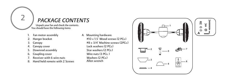 E-p-7, Package contents | Minka Group F302-BN User Manual | Page 8 / 23