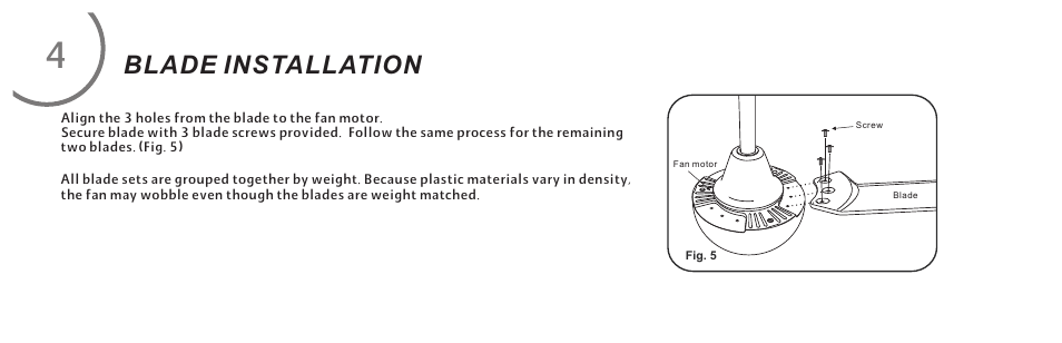 页 10, Blade installation | Minka Group F833-BK User Manual | Page 10 / 22