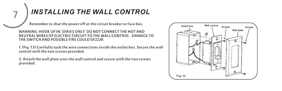 页 14, Installing the wall control | Minka Group F833-BK User Manual | Page 14 / 22