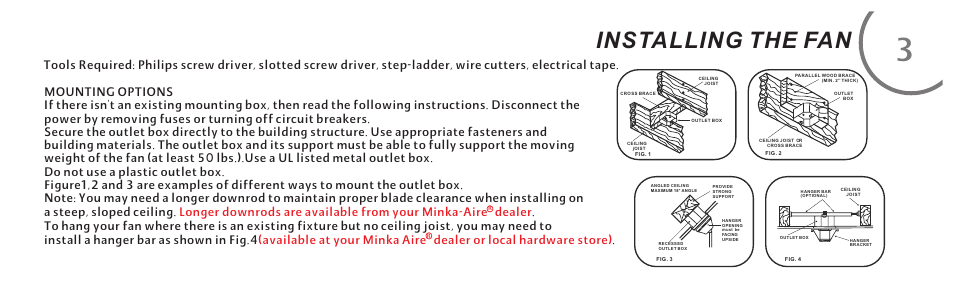 Installing the fan | Minka Group F833-BK User Manual | Page 9 / 22