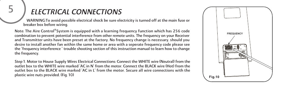 Electrical connections | Minka Group F853-WH User Manual | Page 12 / 24
