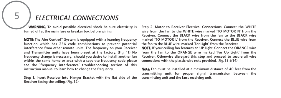 Electrical connections | Minka Group F802-ORB User Manual | Page 12 / 25