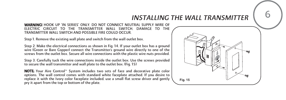 Installing the wall transmitter | Minka Group F802-ORB User Manual | Page 15 / 25