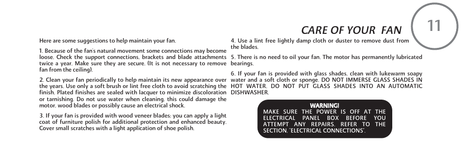 Care of your fan | Minka Group F802-ORB User Manual | Page 21 / 25