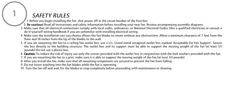 Safety rules | Minka Group F802-ORB User Manual | Page 6 / 25