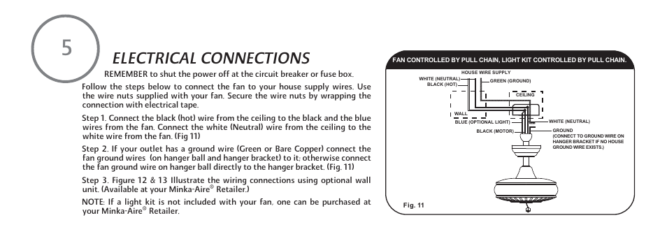 Electrical connections | Minka Group F532-BWH User Manual | Page 12 / 21