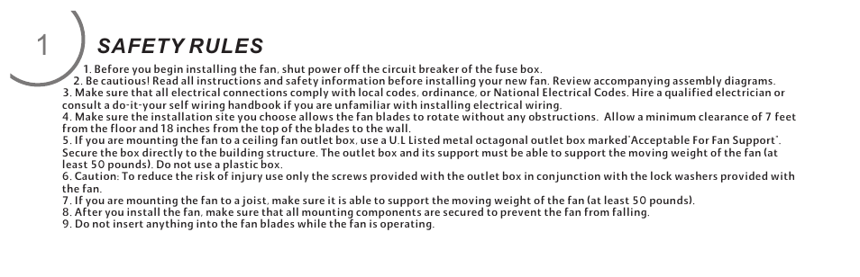 Safety rules | Minka Group F759-PBL User Manual | Page 6 / 26