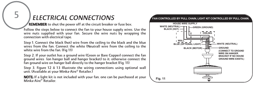 Electrical connections | Minka Group F648-SWH User Manual | Page 12 / 25