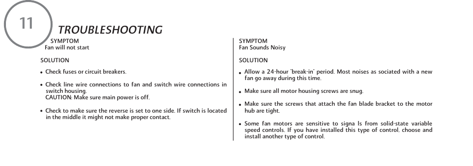 Troubleshooting | Minka Group F648-SWH User Manual | Page 22 / 25