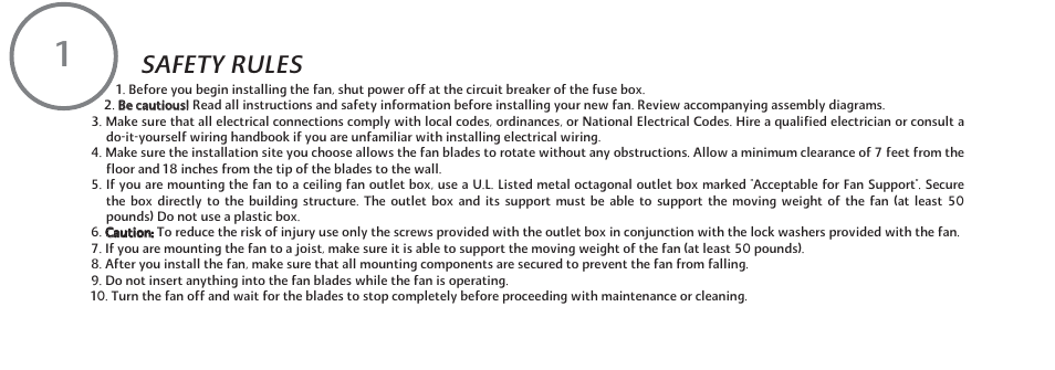 Safety rules | Minka Group F648-SWH User Manual | Page 6 / 25