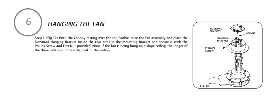 Hanging the fan | Minka Group F528-L-BS/CH User Manual | Page 14 / 25