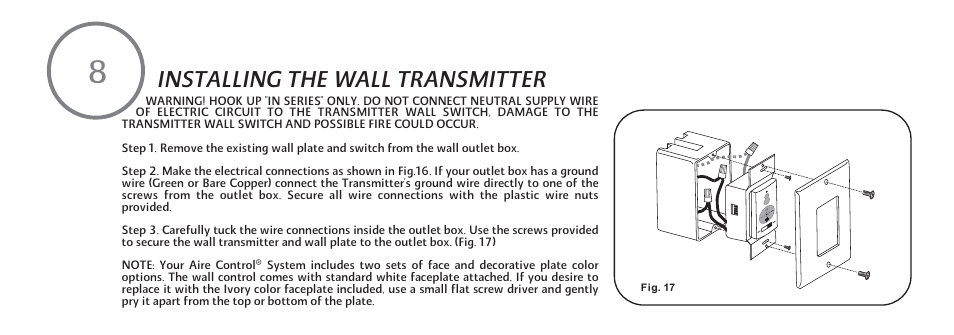 Installing the wall transmitter | Minka Group F528-L-BS/CH User Manual | Page 18 / 25