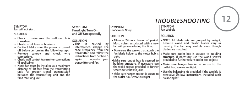 Troubleshooting | Minka Group F528-L-BS/CH User Manual | Page 23 / 25