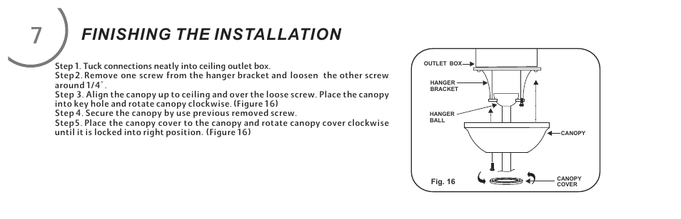 页 16, Finishing the installation | Minka Group F844-SL User Manual | Page 16 / 26