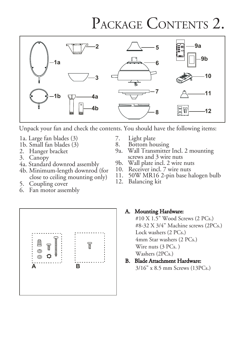 Ackage, Ontents | Minka Group F596-PN/TL User Manual | Page 4 / 16