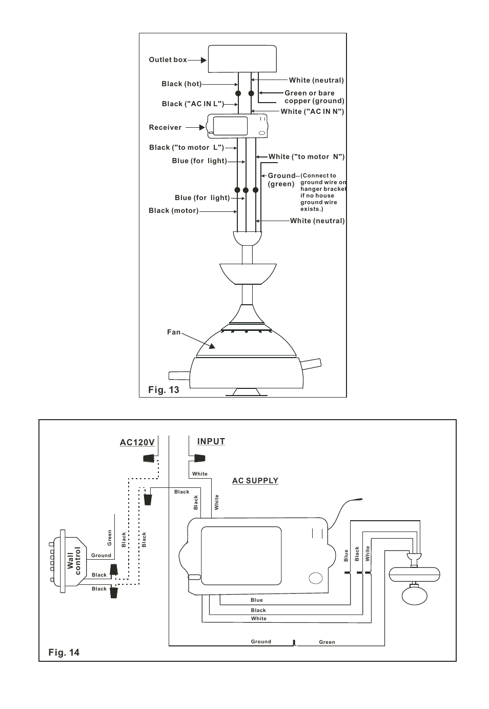 Fig. 13 fig. 14, Input ac120v | Minka Group F596-PN/TL User Manual | Page 8 / 16