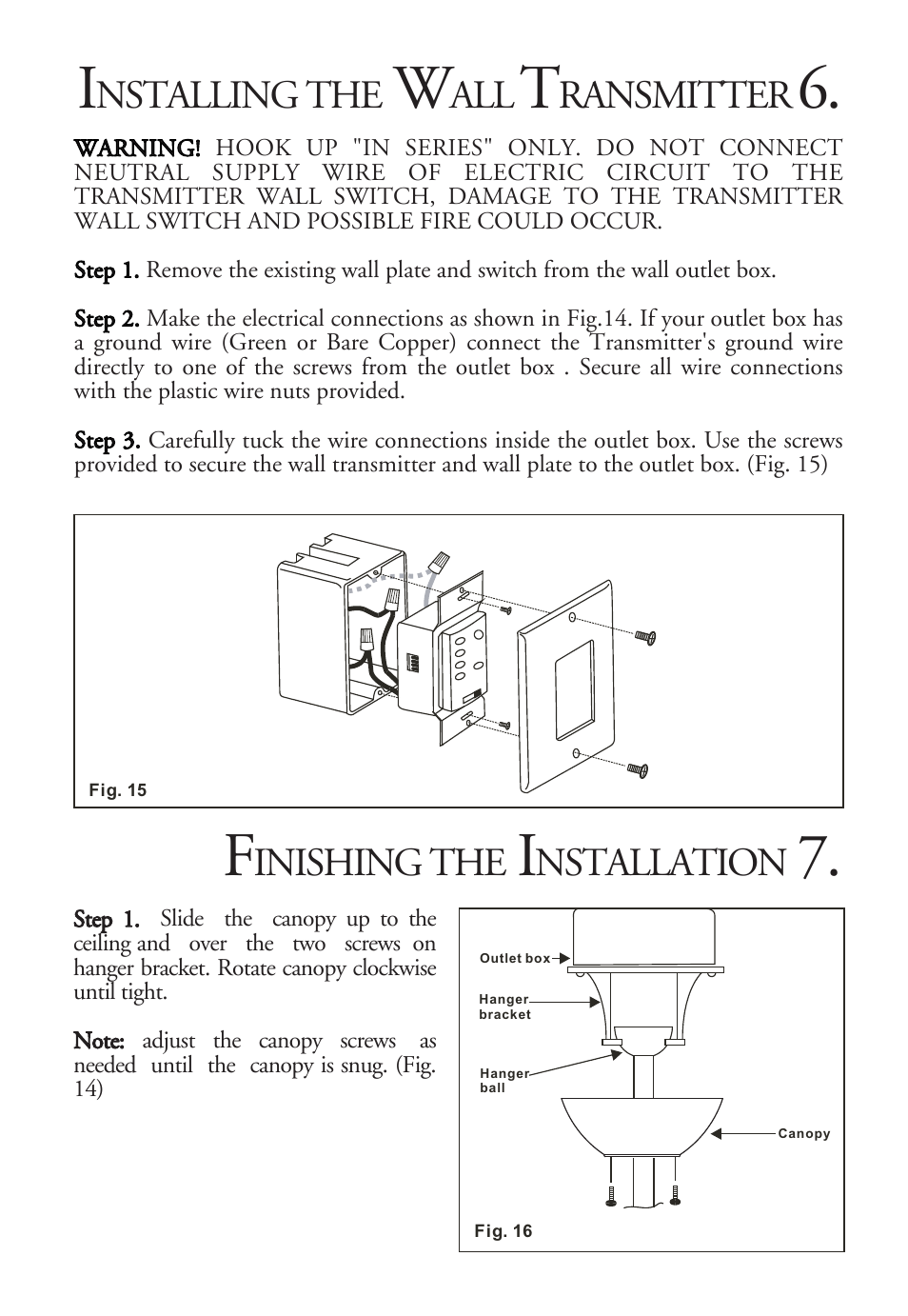 Nstalling the, Ransmitter, Inishing the | Nstallation | Minka Group F596-PN/TL User Manual | Page 9 / 16