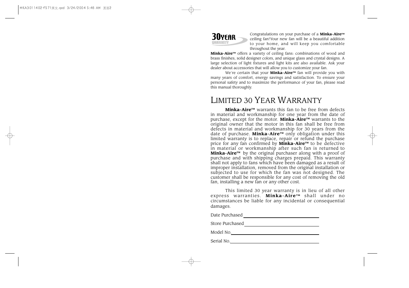 Minka Group F571-ORB User Manual | Page 2 / 9
