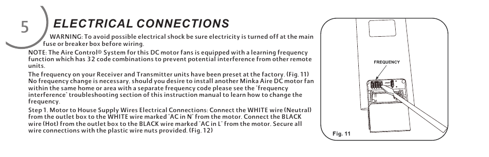 页 12, Electrical connections | Minka Group F905-DK User Manual | Page 12 / 28