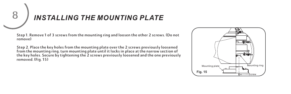 页 16, Installing the mounting plate | Minka Group F905-DK User Manual | Page 16 / 28