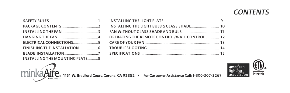 Minka Group F905-DK User Manual | Page 5 / 28