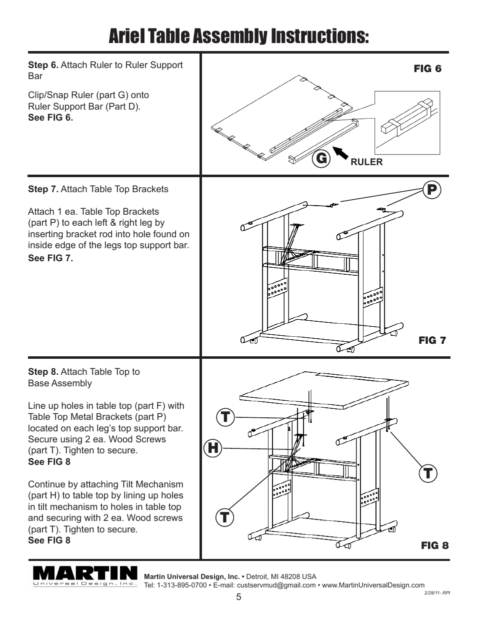 Ariel table assembly instructions | Martin Universal Design U-HL6080W ARIEL TABLE User Manual | Page 5 / 6