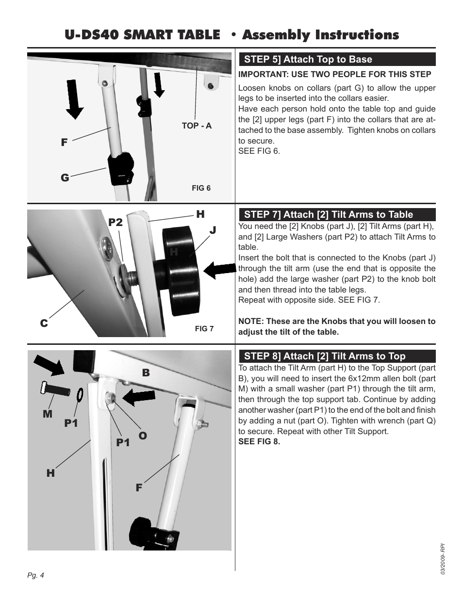 U-ds40 smart table • assembly instructions | Martin Universal Design U-DS40 SMART TABLE User Manual | Page 4 / 5