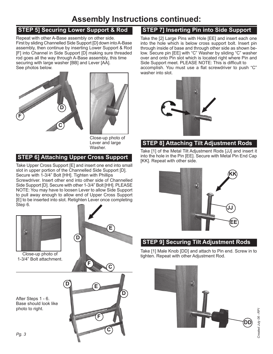 Assembly instructions continued | Martin Universal Design U-7200C Royal Elm Designer Table User Manual | Page 3 / 4