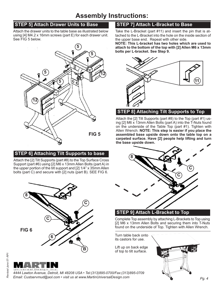 Assembly instructions | Martin Universal Design U-DS90W Creation Station User Manual | Page 4 / 4