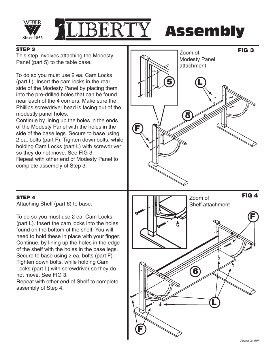 Assembly, 5f l, F6 l | Martin Universal Design U-DS1776R - Liberty Drawing Table User Manual | Page 5 / 8