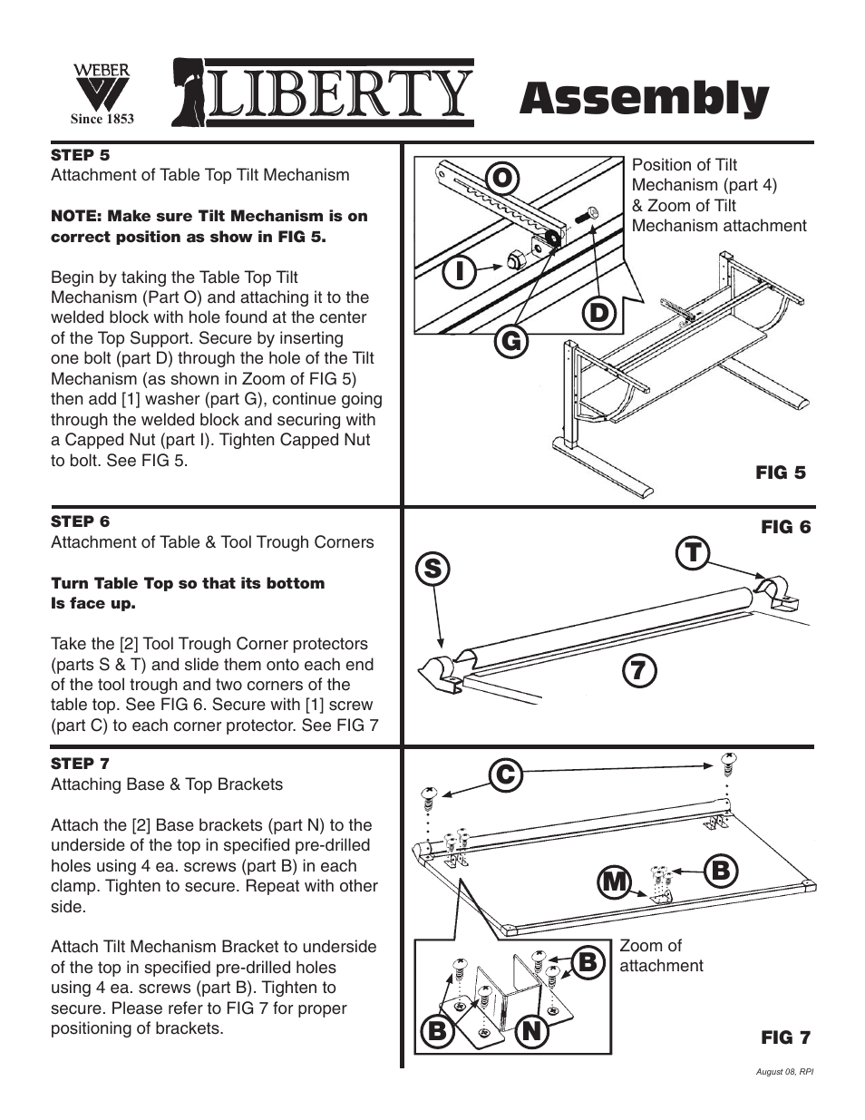 Assembly, Id o g | Martin Universal Design U-DS1776R - Liberty Drawing Table User Manual | Page 6 / 8