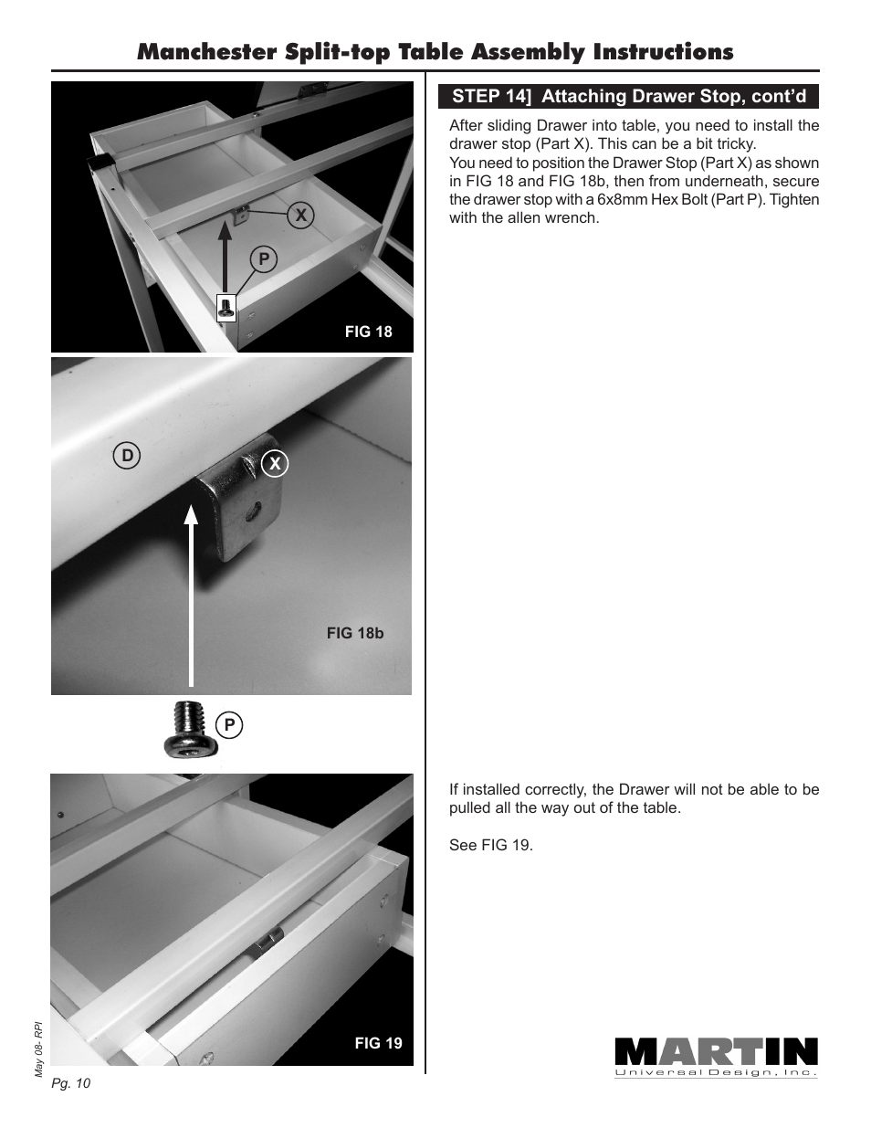 Manchester split-top table assembly instructions | Martin Universal Design Manchester Split-top Table User Manual | Page 10 / 12
