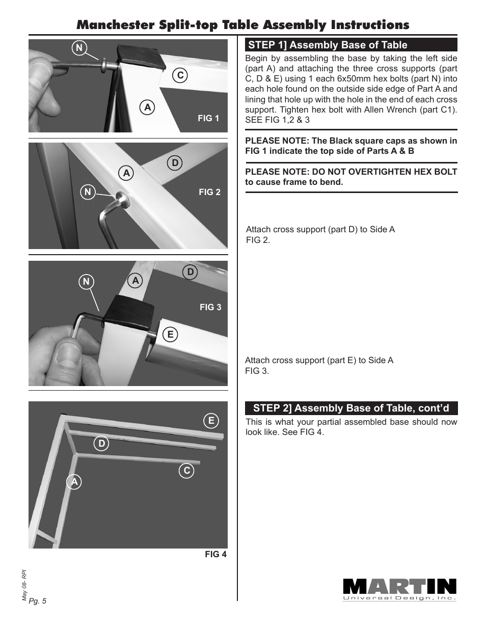 Manchester split-top table assembly instructions | Martin Universal Design Manchester Split-top Table User Manual | Page 5 / 12