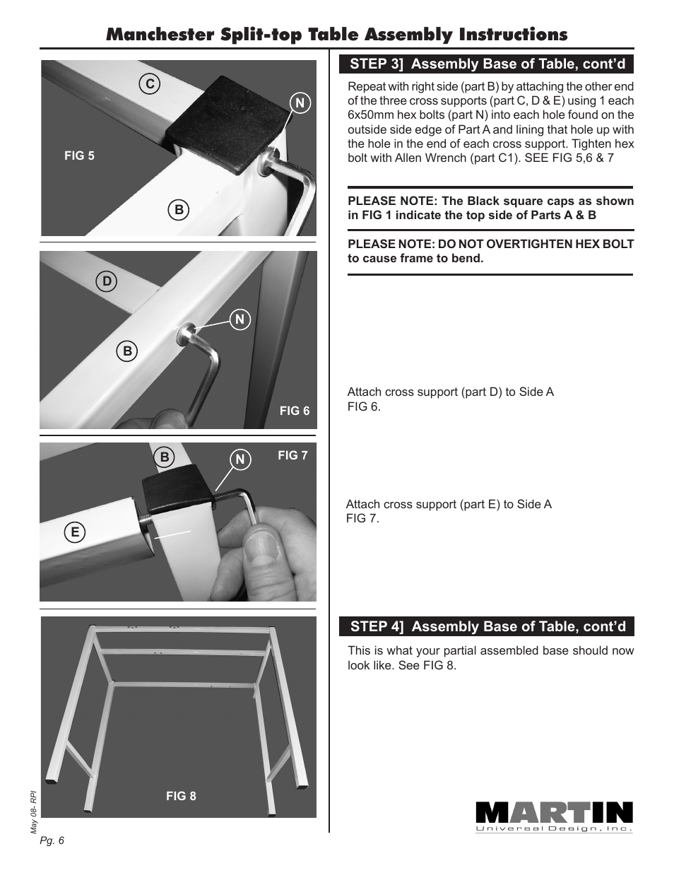 Manchester split-top table assembly instructions | Martin Universal Design Manchester Split-top Table User Manual | Page 6 / 12