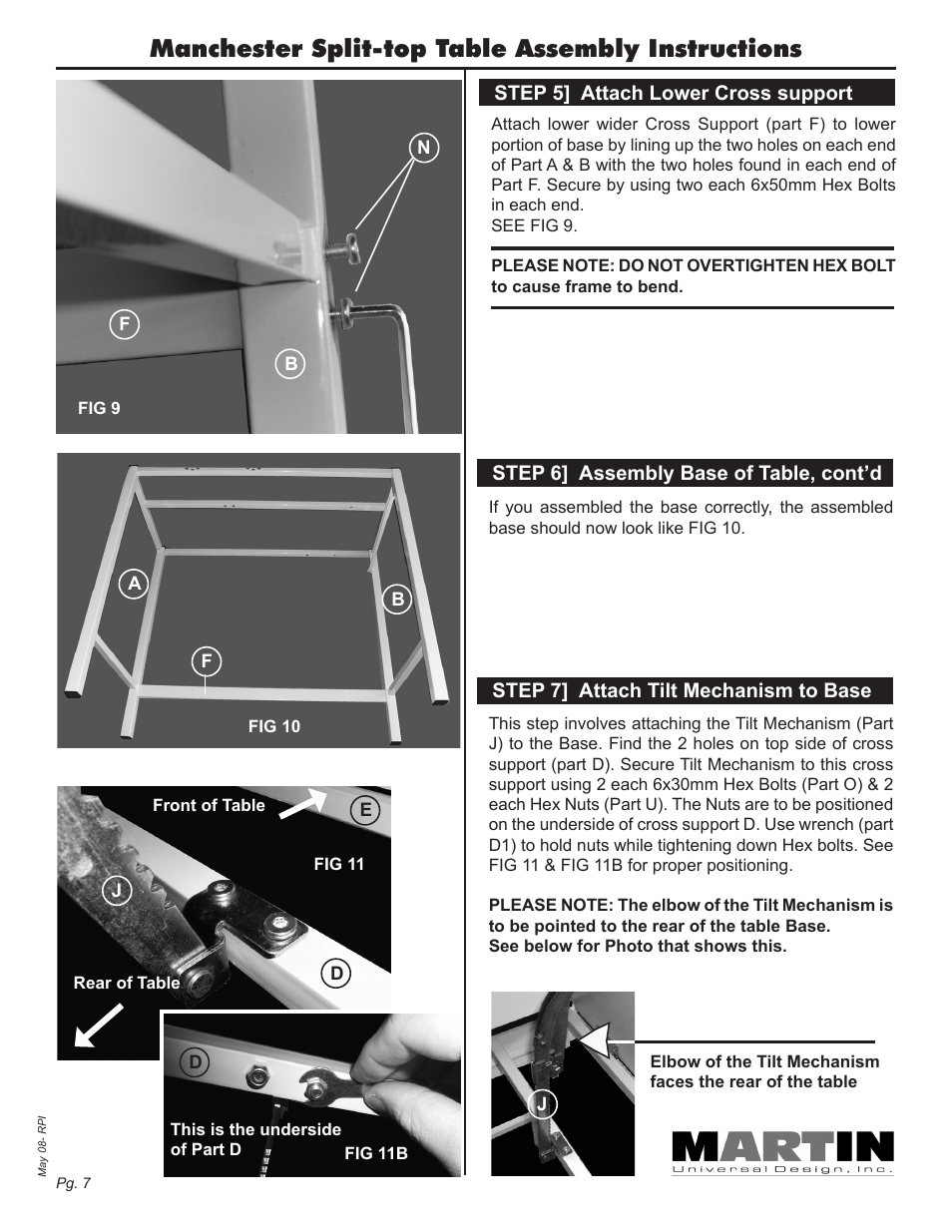 Manchester split-top table assembly instructions | Martin Universal Design Manchester Split-top Table User Manual | Page 7 / 12
